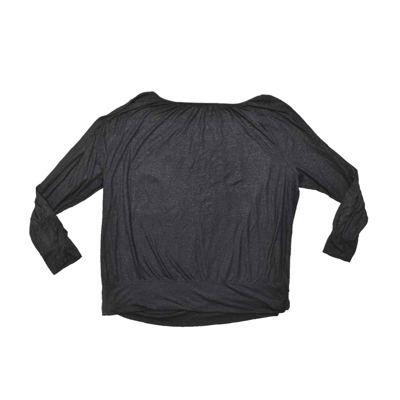 Vintage Lane Bryant Blouse Shirt Dolman Sleeve Black Shimmer Plus Size 22/24 Women's Long Sleeve Pullover Round Neck Blouson Top Size 3XL / US 20-22 - 2 Thumbnail