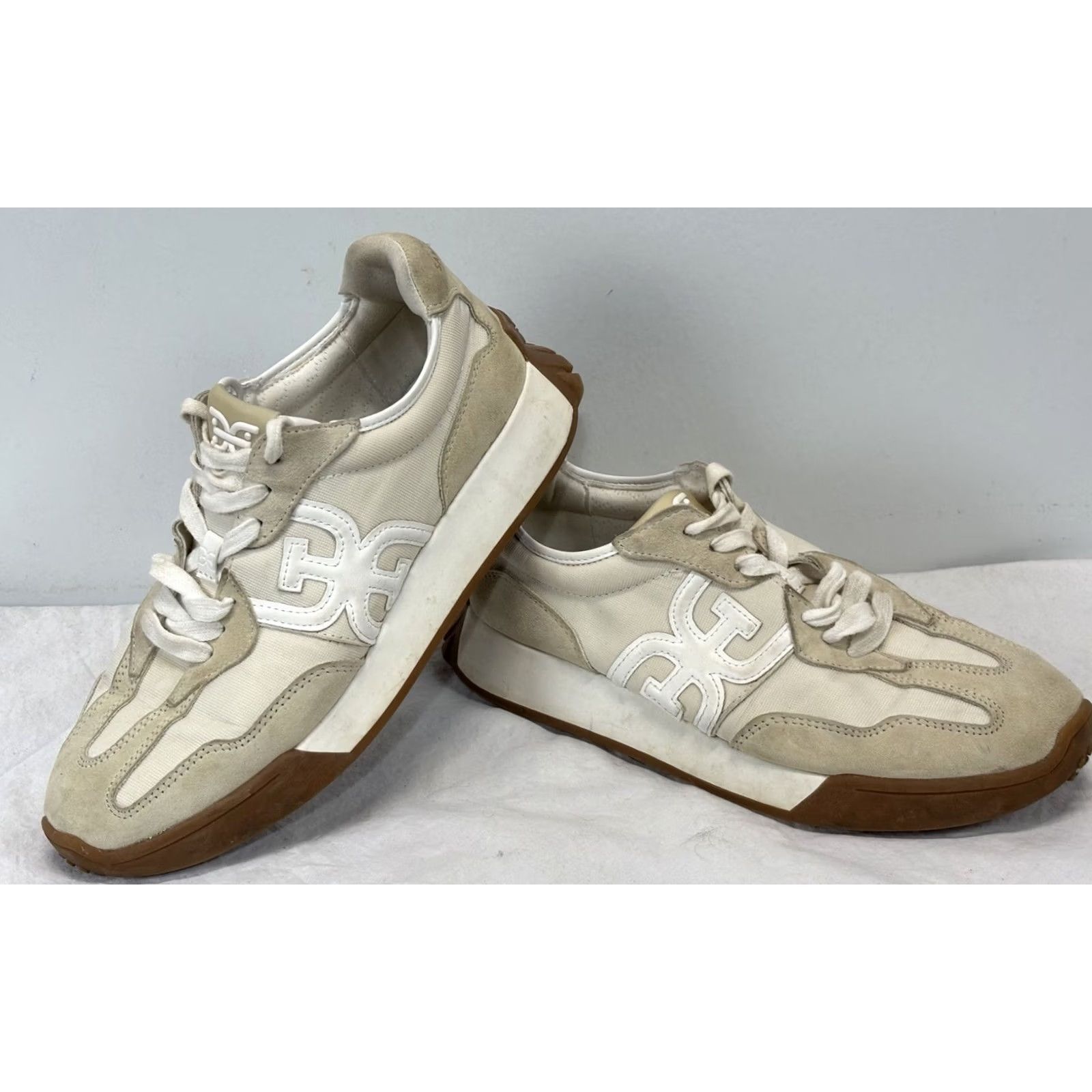 Sam Edelman Sam Edelman Langley Sneaker Beige Womens US 9 EU 40 Leather/Textile Lace Up Athletic Shoes Size US 9 / IT 39 - 2 Thumbnail
