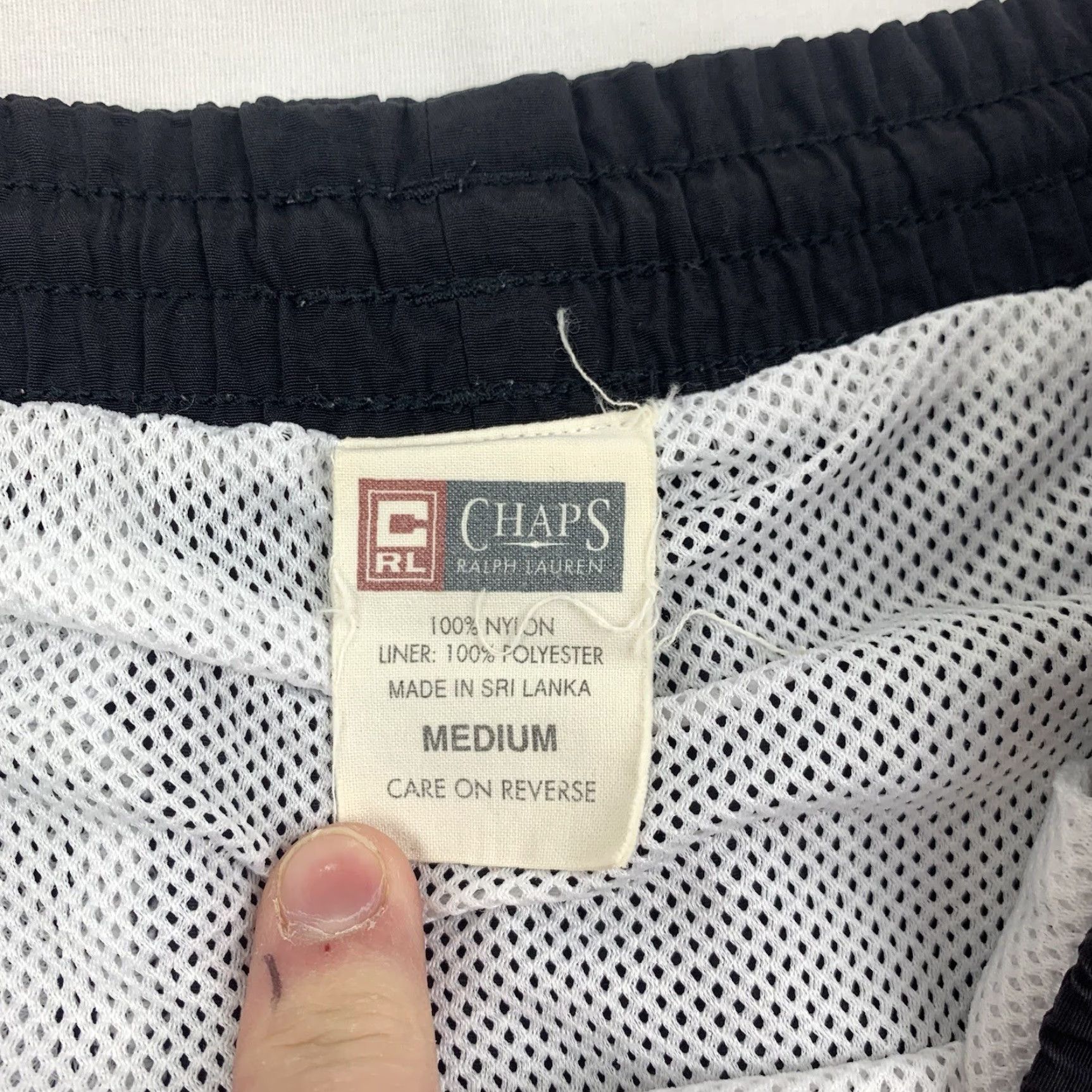 Chaps VINTAGE Chaps Ralph Lauren Swim Trunks Men M Black 90s Big Logo Spellout Size US 31 - 4 Thumbnail