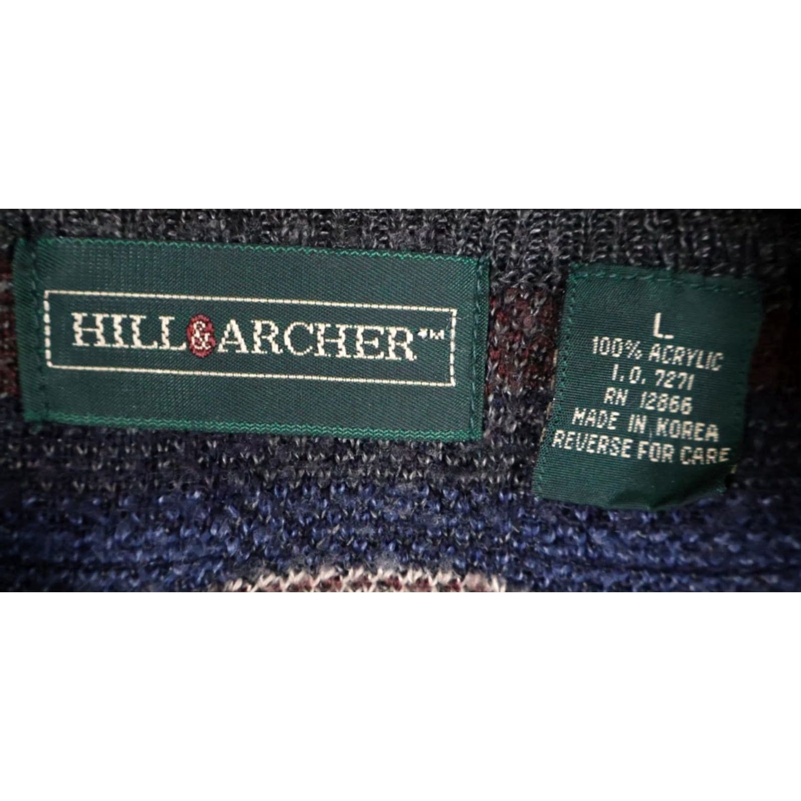 Vintage VINTAGE Hill & Archer 90s Dad Sweater Men Large Dark Gray Geometric Pattern Lightweight Knit Crew Neck Pullover Size US L / EU 52-54 / 3 - 3 Thumbnail