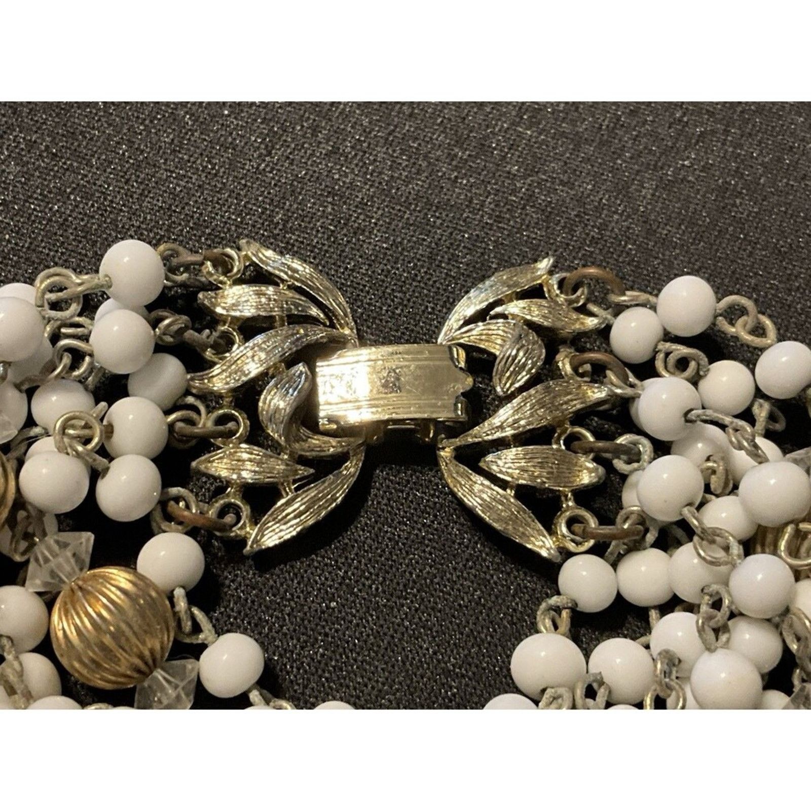 Other Lisner Signed Gold Tone 8 Strand White & Gold Beads Size 6.5 Size ONE SIZE - 2 Thumbnail