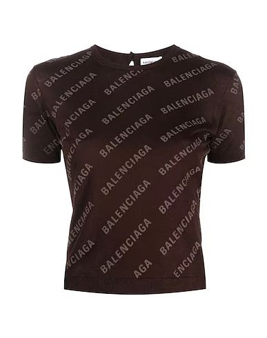Balenciaga o1mt1gz0924 Mini Allover Logo Short Sleeve Crop Sweater Size M / US 6-8 / IT 42-44 - 1 Thumbnail