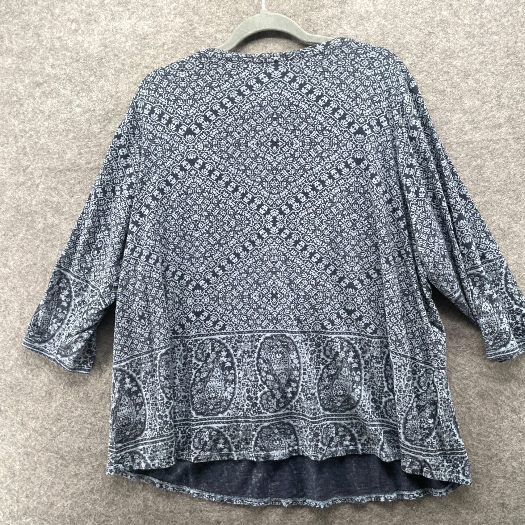 Lucky Brand Lucky T-Shirt Womens 2X Navy Blue Boho Print 3/4 Sleeve Modal Blend Size XXL / US 16-18 / IT 52-54 - 2 Thumbnail