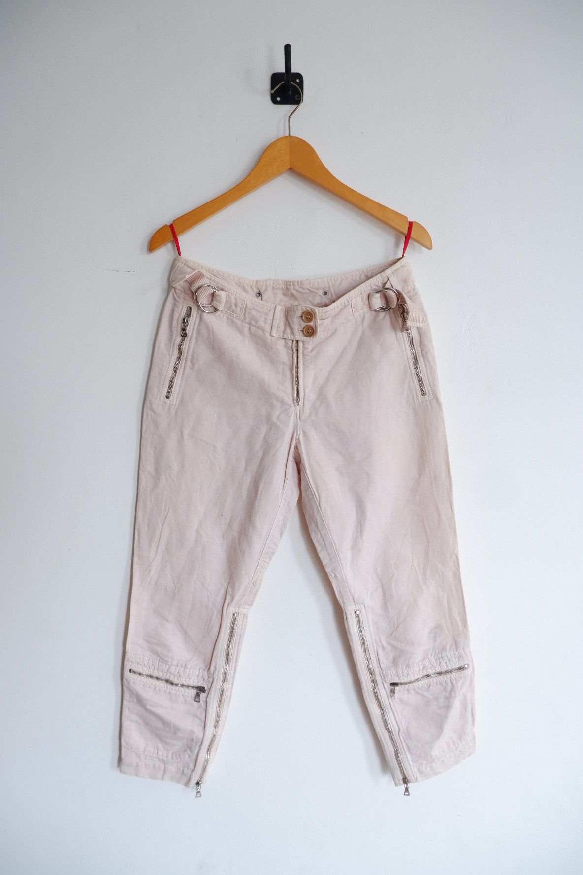image of Miu Miu x Prada Vintage Prada Flight Cropped Linen Pants in White, Women's (Size 28)