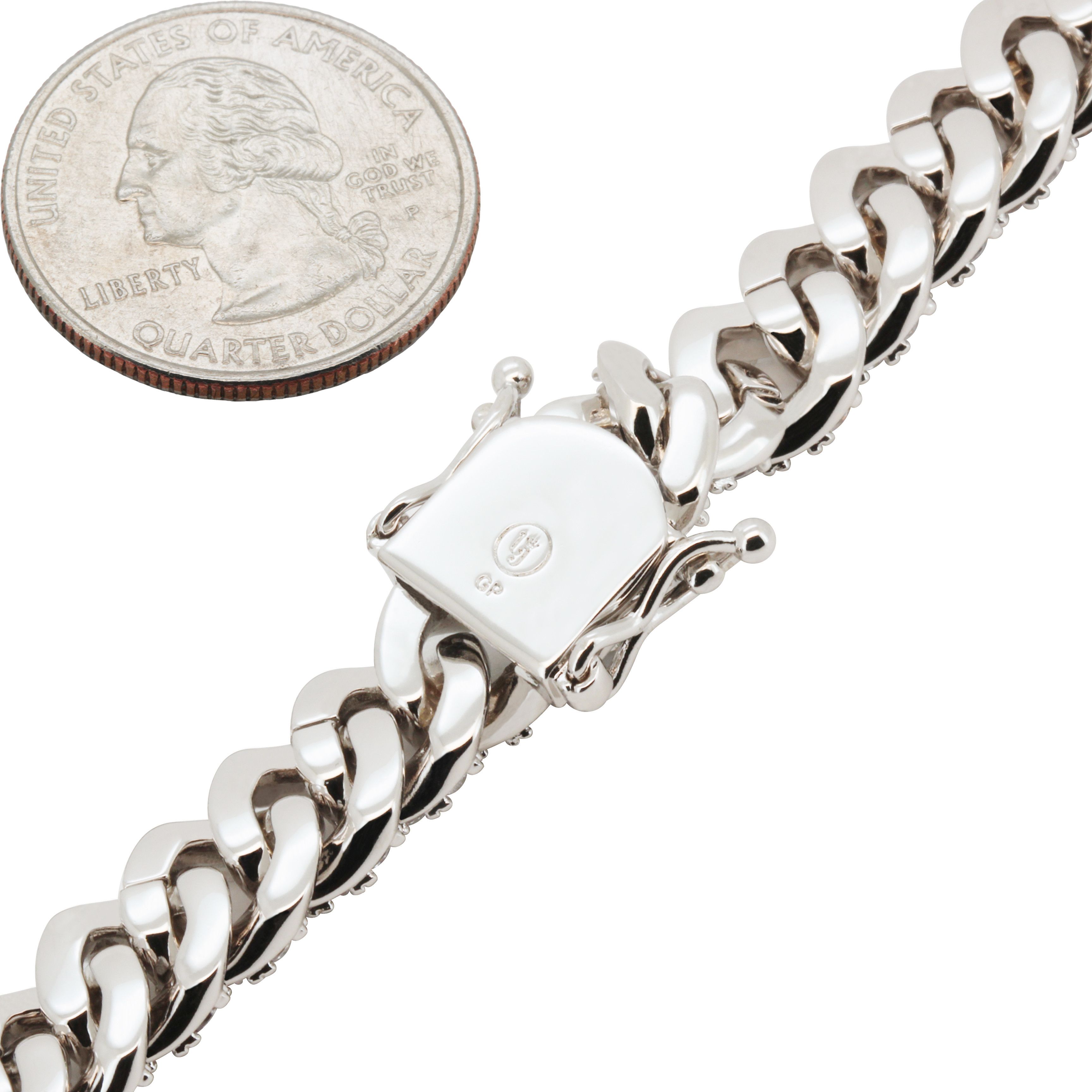 Other 14k White Gold Plated AAA CZ 10mm Cuban Link Bracelet 8” Size ONE SIZE - 3 Thumbnail
