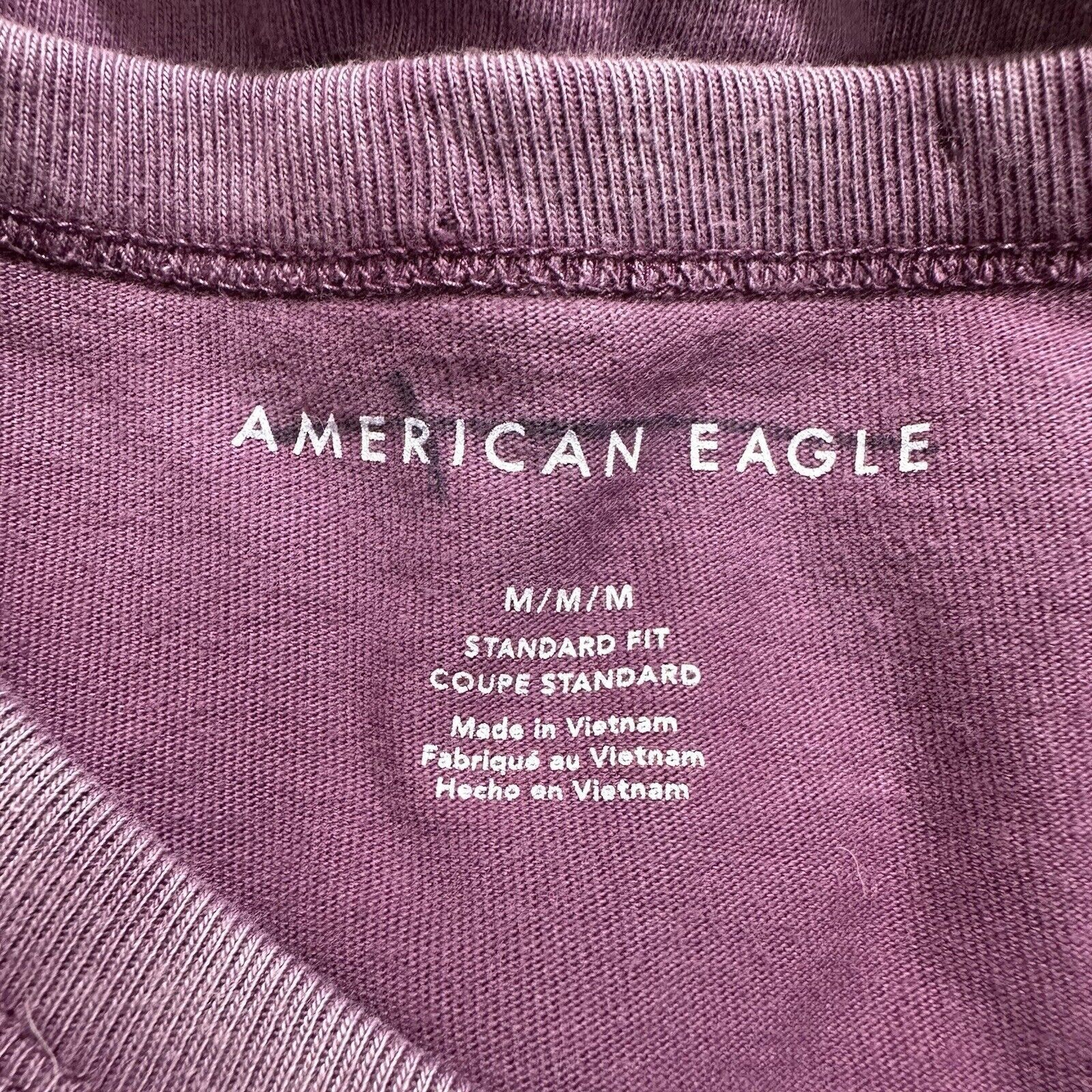 American Eagle Outfitters American Eagle Medium Purple Distressed Graphic T Shirt Logo Size US M / EU 48-50 / 2 - 3 Thumbnail