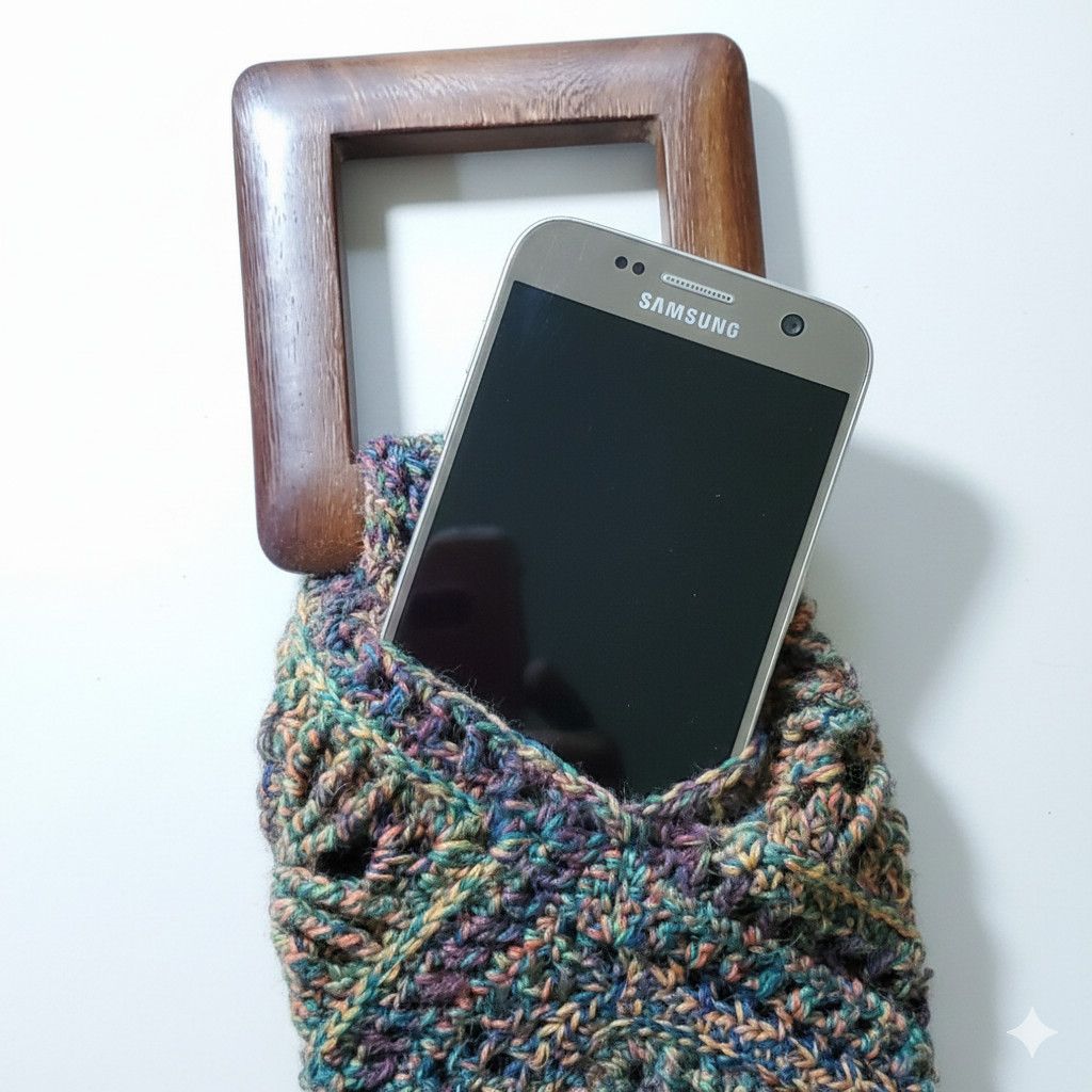 Handmade Handmade 4x6" Crochet Bracelet Purse Wood Wool Nylon Flower Size ONE SIZE - 5 Thumbnail
