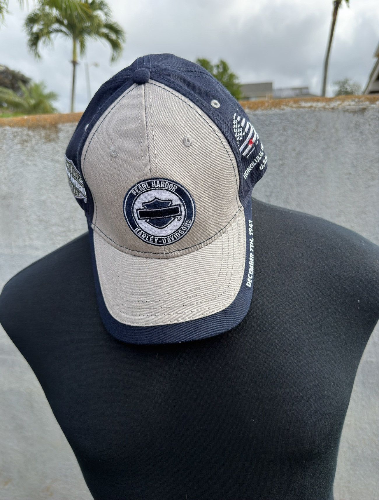 Harley Davidson Harley Davidson Baseball Hat Gray Blue Pearl Harbor Hawaii Size ONE SIZE - 6 Thumbnail