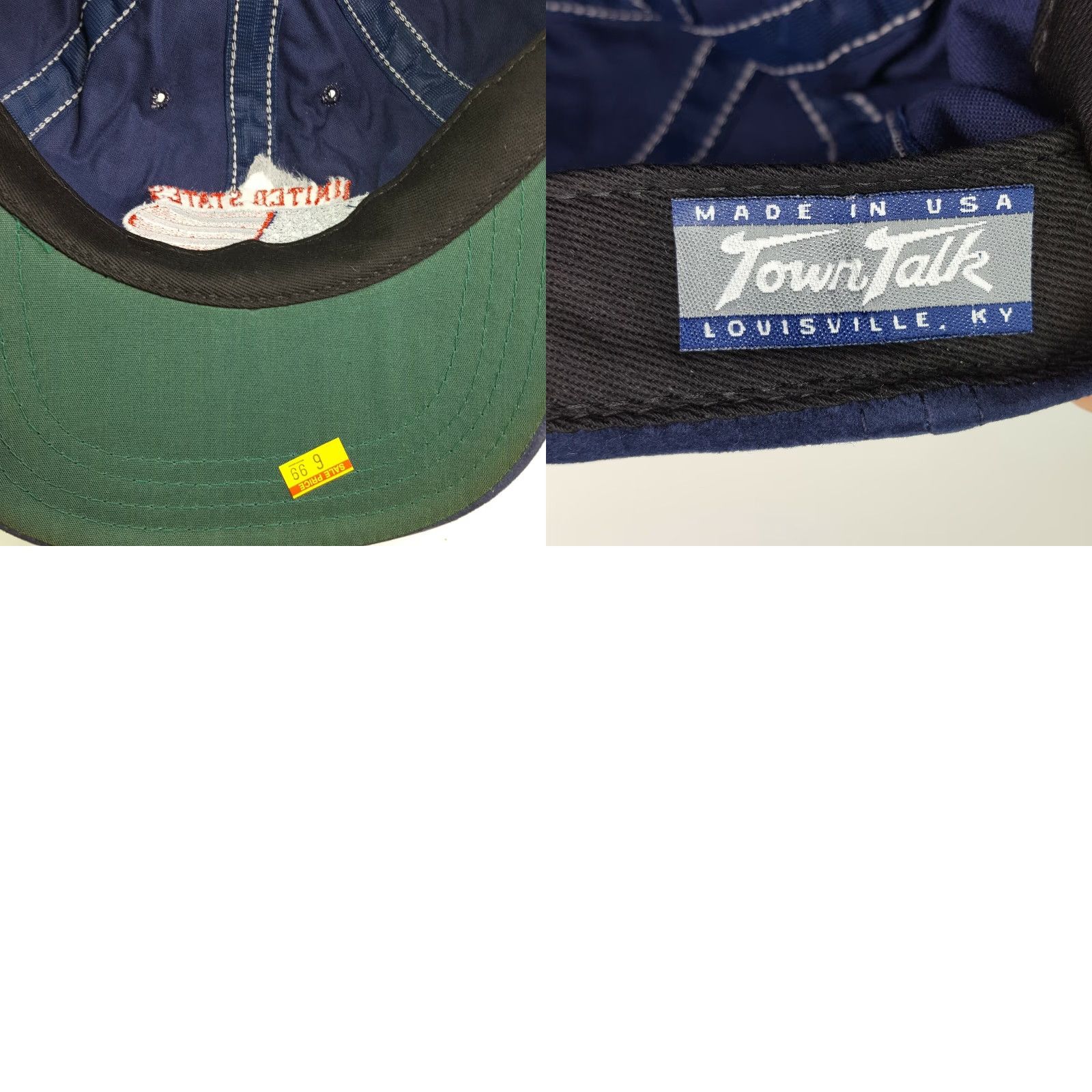Velour VINTAGE United States Of America USA Velour Flag Snapback Hat Baseball Cap Retro Town Talk Blue Adjustable Hat Mens Size ONE SIZE - 8 Thumbnail