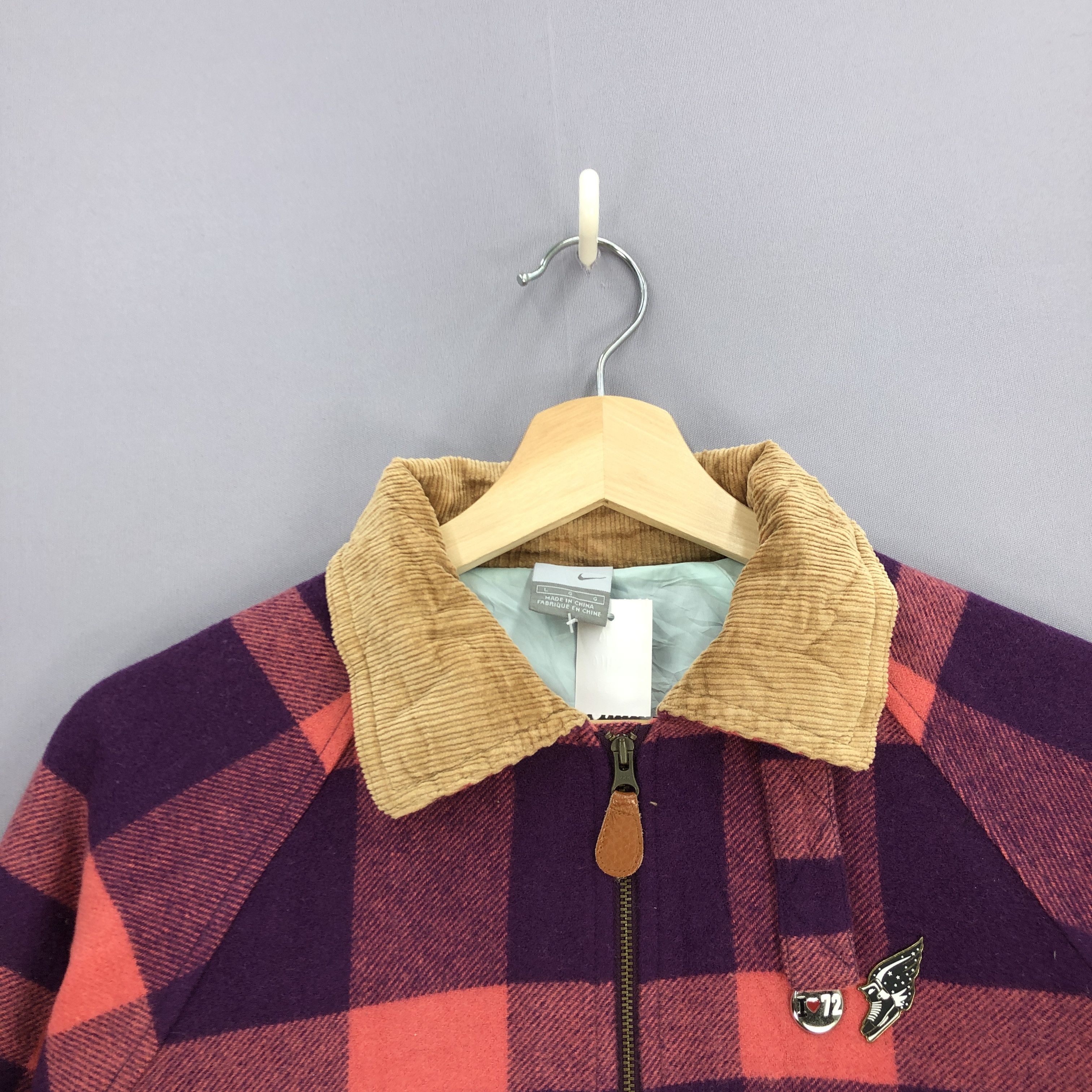 Nike × Vintage Vintage Nike Jacket Nike Swoosh Plaid Tartan Zipper Jacket Size S / US 4 / IT 40 - 3 Thumbnail