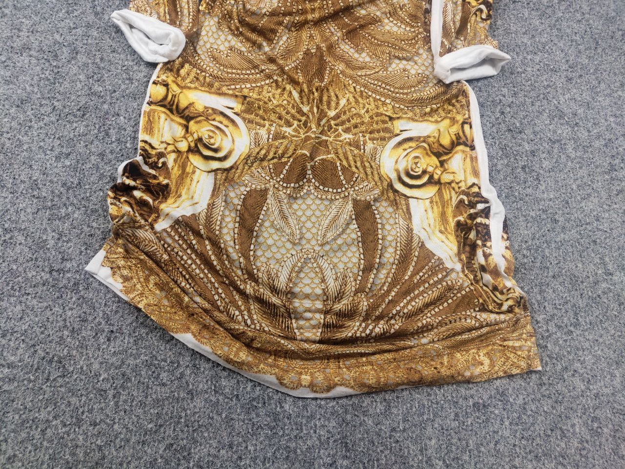 Just Cavalli Just Cavalli Design cocktail midi dress gold pattern sleeves Size S / US 4 / IT 40 - 6 Thumbnail