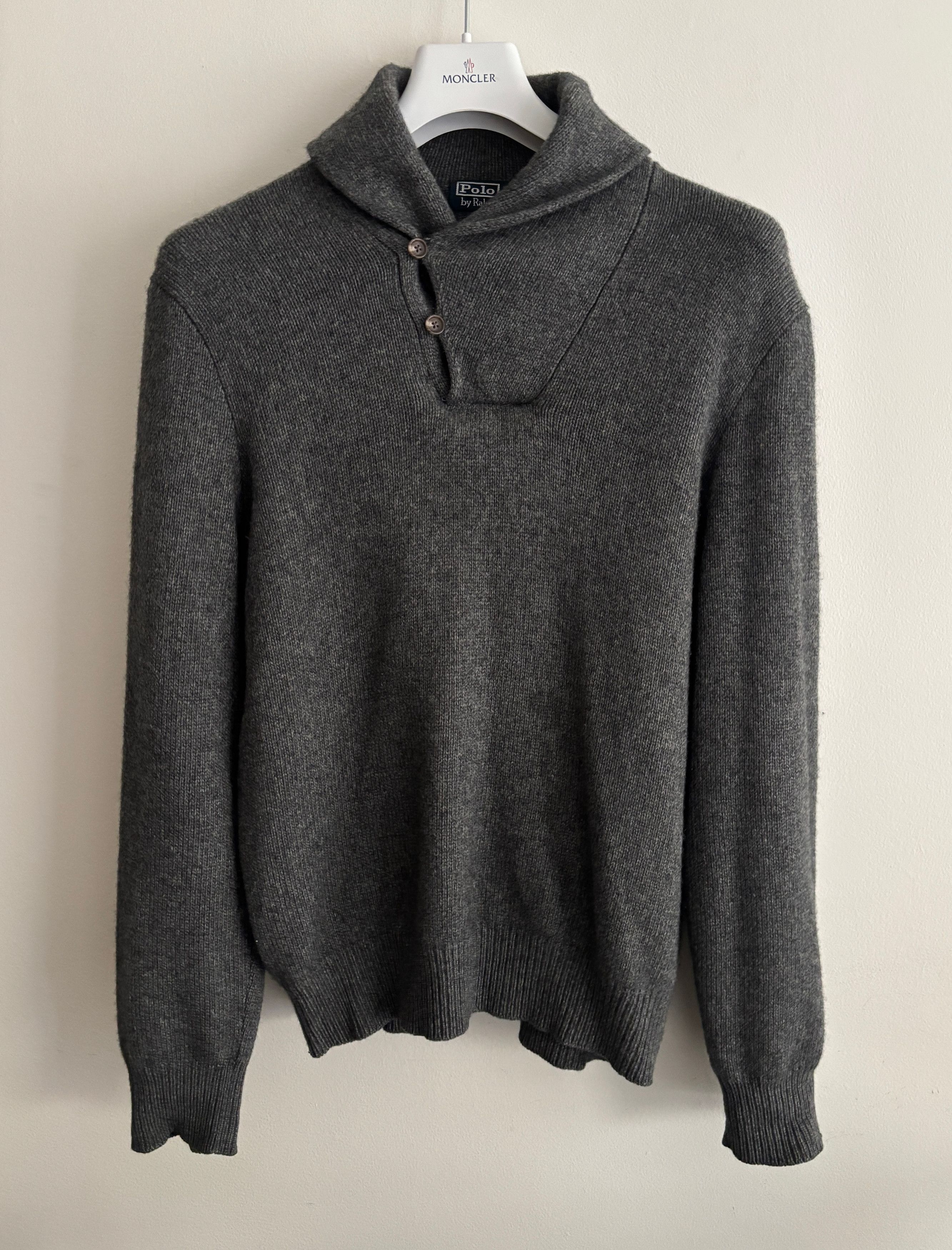 Polo Ralph Lauren $445 Grey Shawl Collar Cashmere Wool Fisherman’s Sweater Size US L / EU 52-54 / 3 - 5 Thumbnail