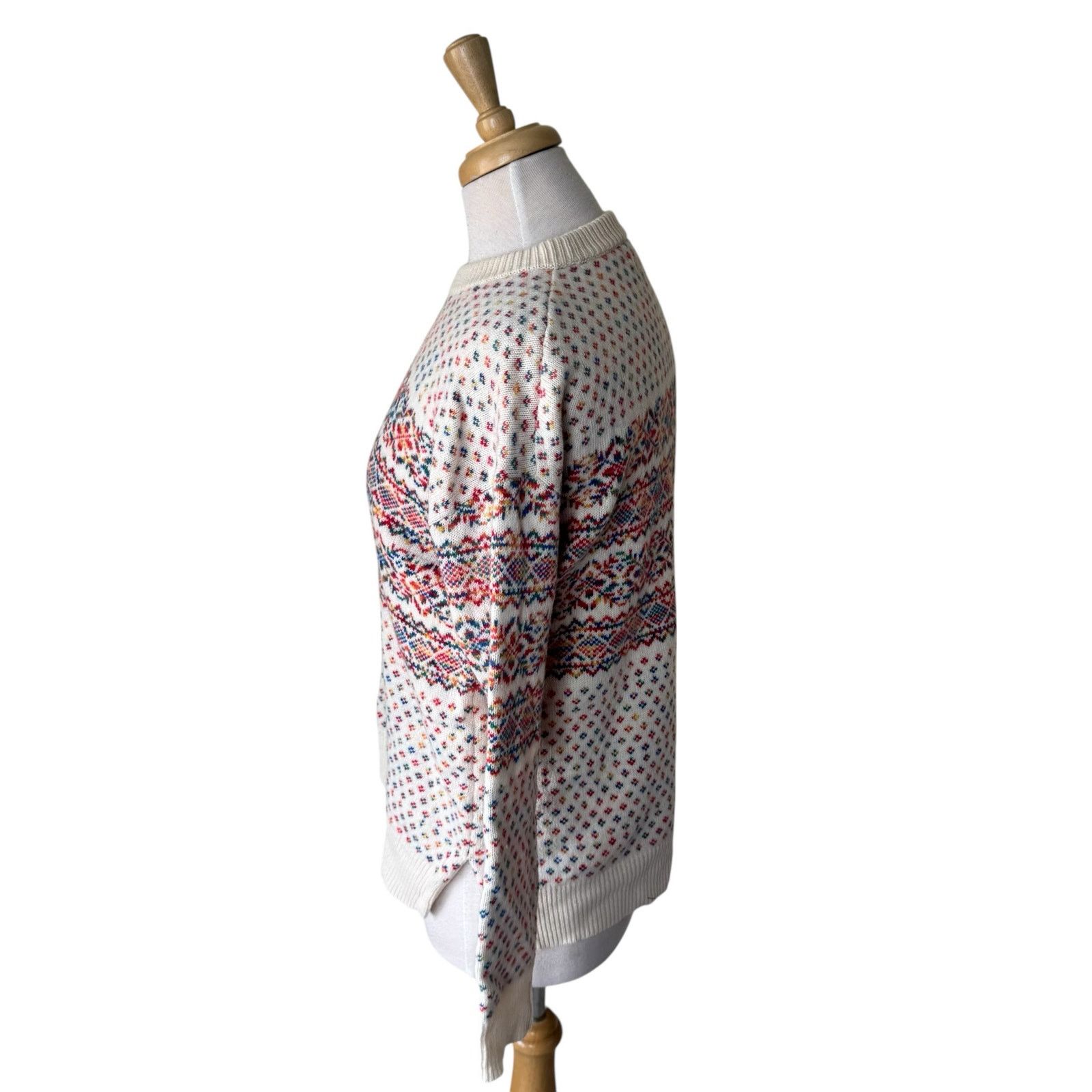 J.Crew J. Crew Fair Isle 100% Wool Crewneck Sweater Multi Color Size XS / US 0-2 / IT 36-38 - 3 Thumbnail