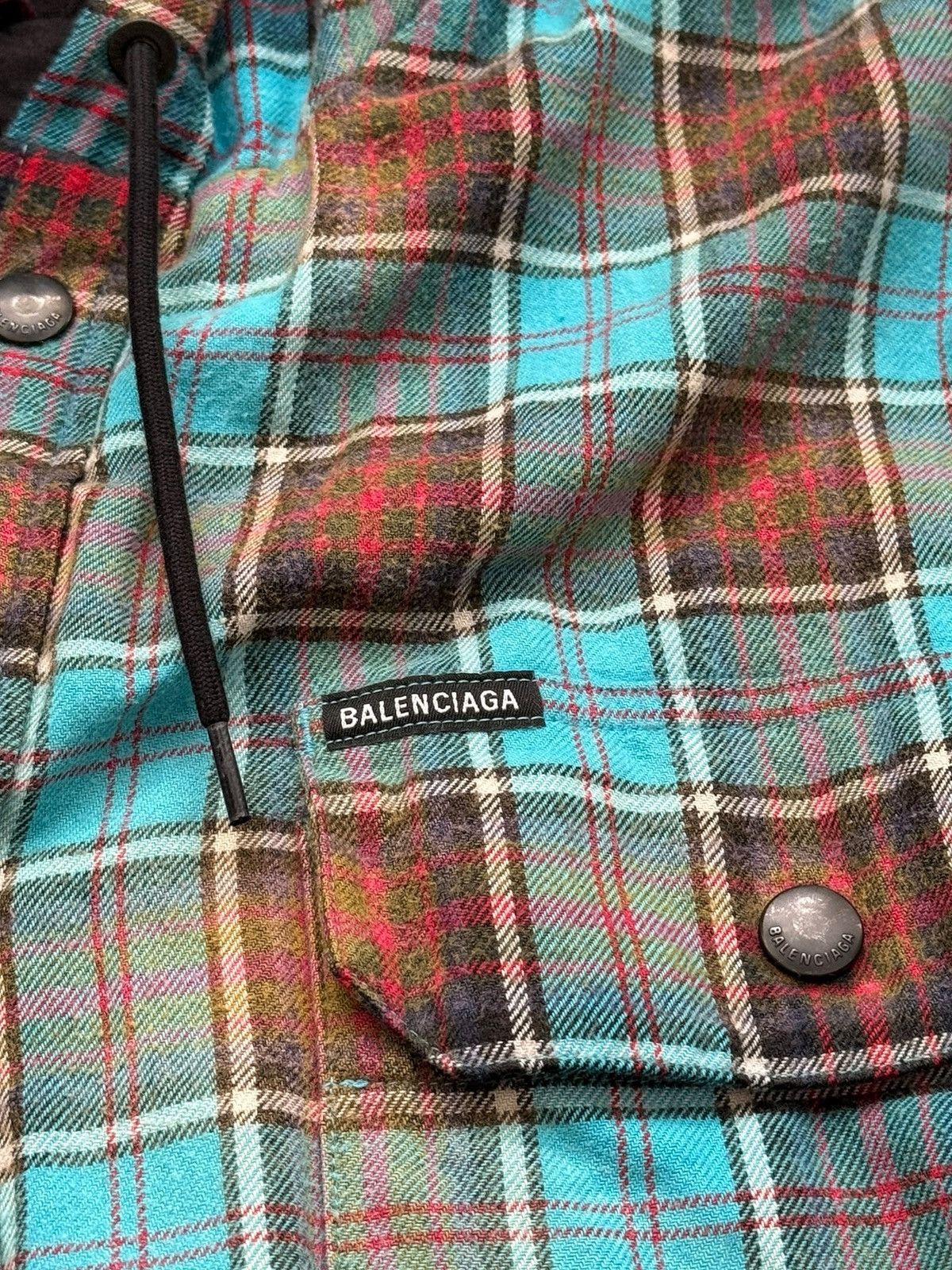Balenciaga Bleach Oversized Hooded Flannel Blue Size US L / EU 52-54 / 3 - 4 Thumbnail