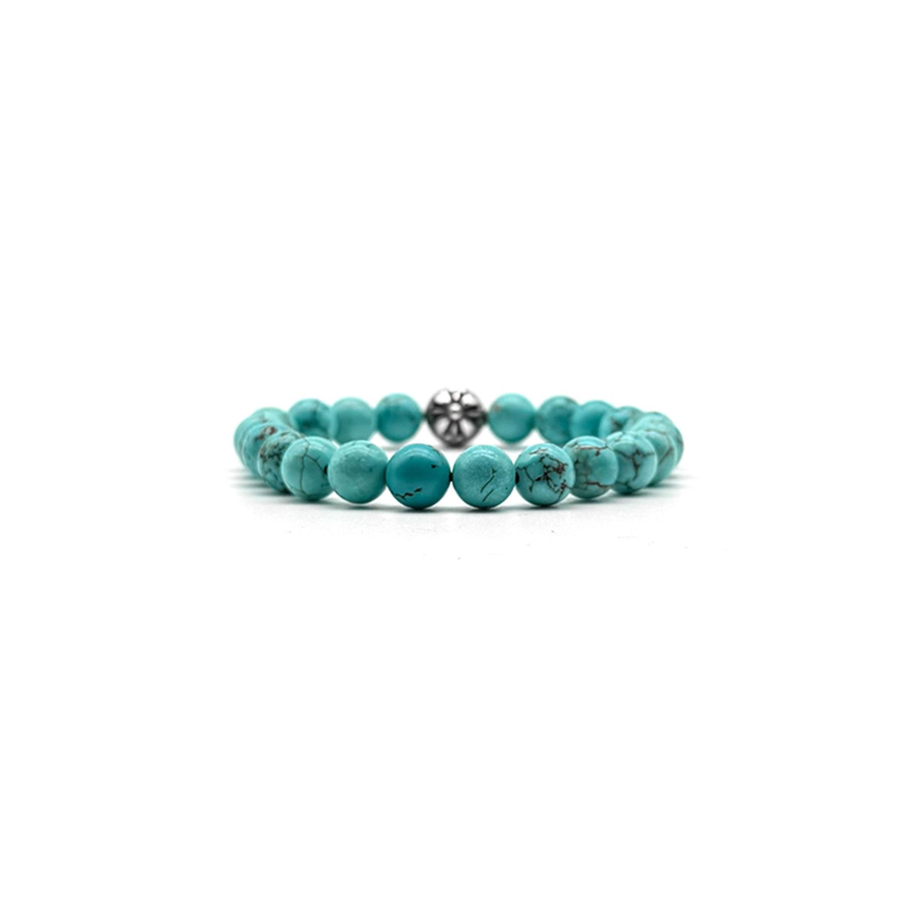 Chrome Hearts Chrome Hearts 8mm Single Silver Turquoise Cross Bracelet Size ONE SIZE - 3 Thumbnail