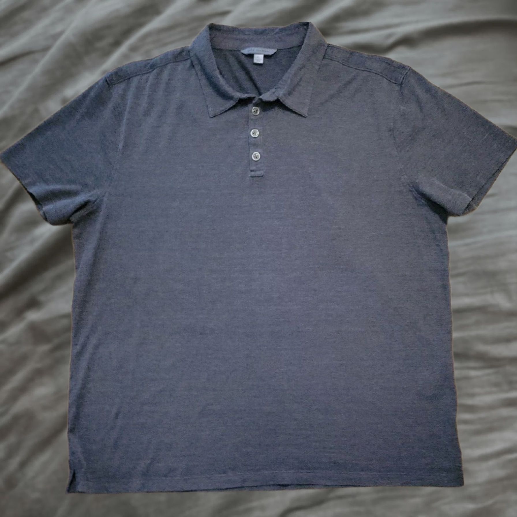 John Varvatos Mens Polo Shirt XL Gray Lightweight Stretch Casual Silk Cotton