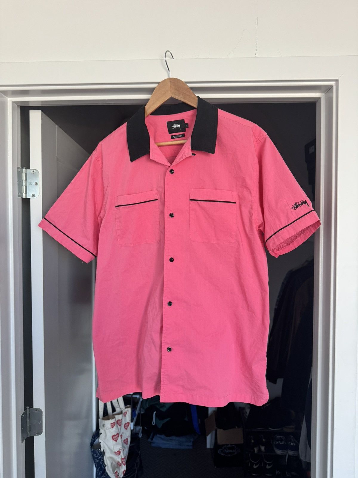Stussy Stussy Pink Bowling Shirt Size US L / EU 52-54 / 3 - 1 Thumbnail