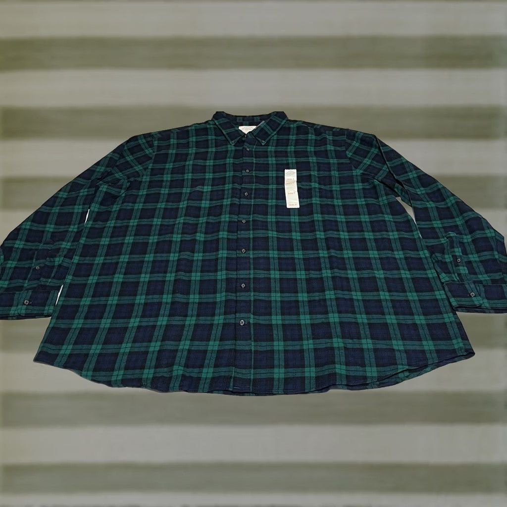 Vintage St. John's Bay Shirt Mens 4XLT Flannel Button-Up Green Plaid Big & Tall Classic Fit Easy Care Pockets Size US XXL / EU 58 / 5 - 1 Thumbnail