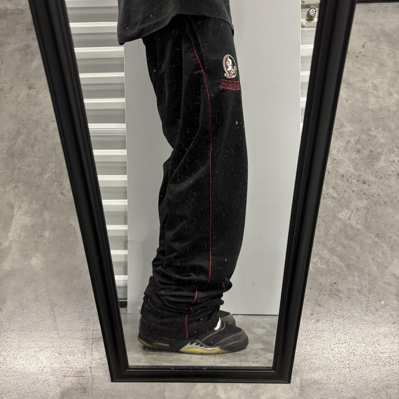 Japanese Brand × Vintage Crazy Vintage Y2K/2000s Baggy Black FSU Striped Track Pants! Size US 32 / EU 48 - 2 Thumbnail