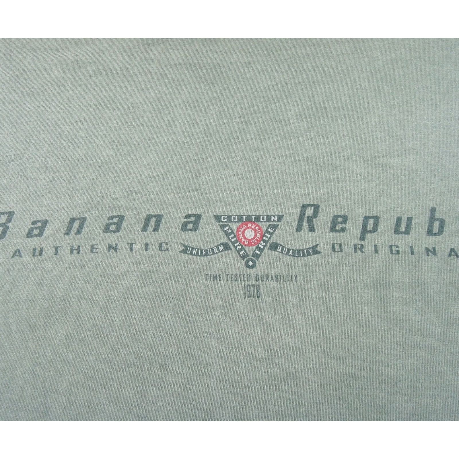 Banana Republic VINTAGE Banana Republic Mens XL Green Short Sleeve T-Shirt 90s Safari Shirt Mens XL Green 90s Banana Republic Shirt Size US XL / EU 56 / 4 - 2 Thumbnail