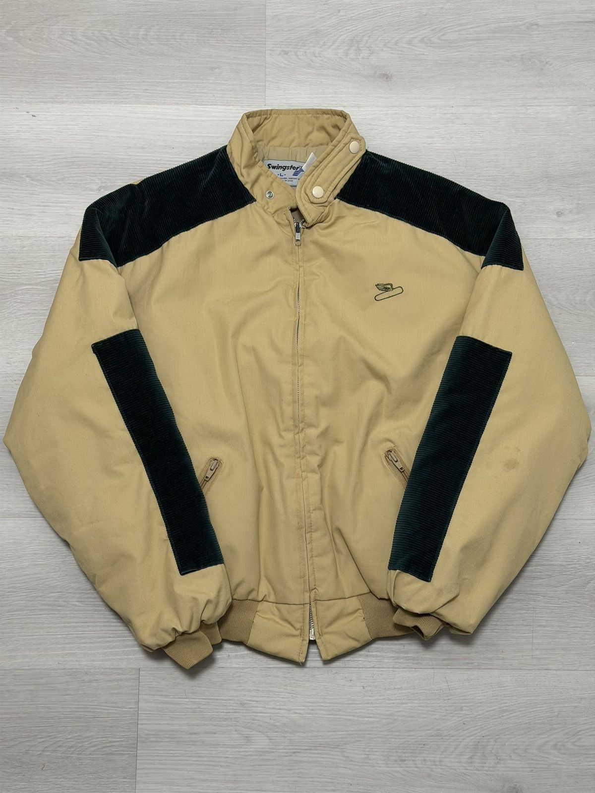 Swingster Vtg 80s Swingster Quilted Lined Tan & Green Corduroy USA L Size US L / EU 52-54 / 3 - 1 Thumbnail