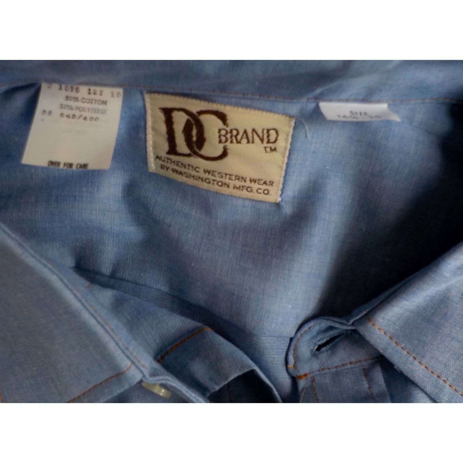 Vintage DC BRAND Authentic Western Wear Mens Shirt Snap-Up Cotton/Poly Blue SZ 16 1/2 NWOT Size US XL / EU 56 / 4 - 5 Thumbnail