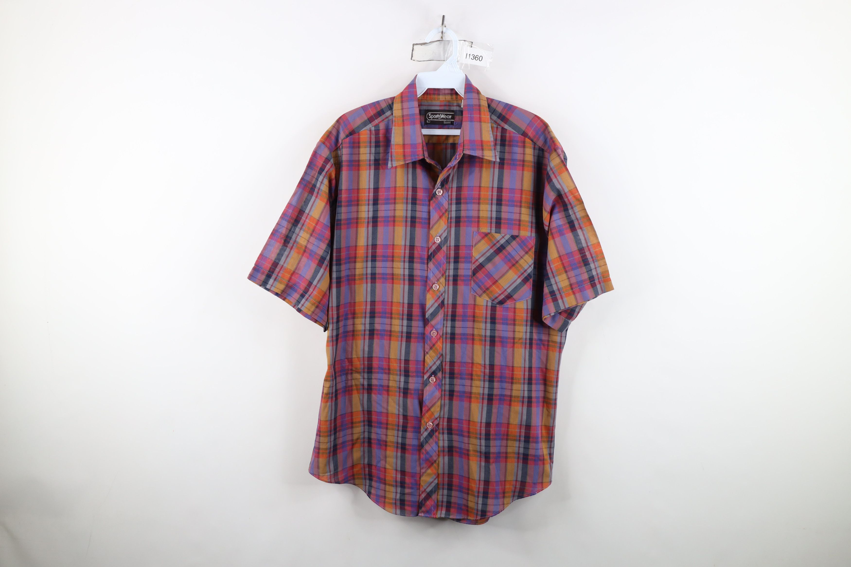 Vintage Vintage 70s Streetwear Rainbow Madras Plaid Button Shirt Size US L / EU 52-54 / 3 - 1 Thumbnail