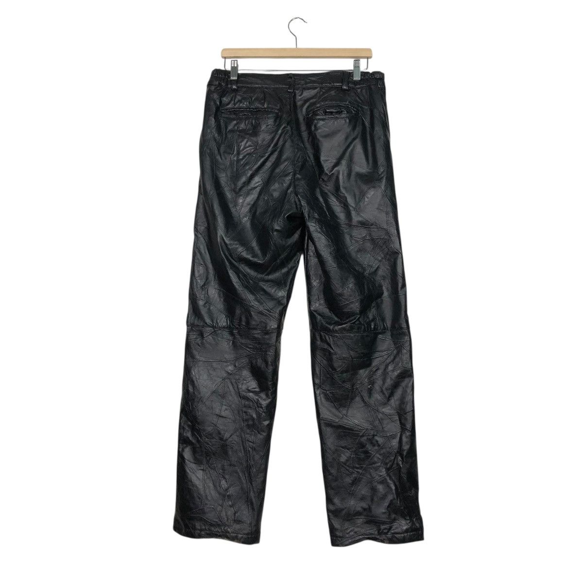 Japanese Brand 🔥RICH BLACK VINTAGE BIKER LEATHER PANTS UNBRAND ISSEY MIYAKE Size US 32 / EU 48 - 10 Thumbnail