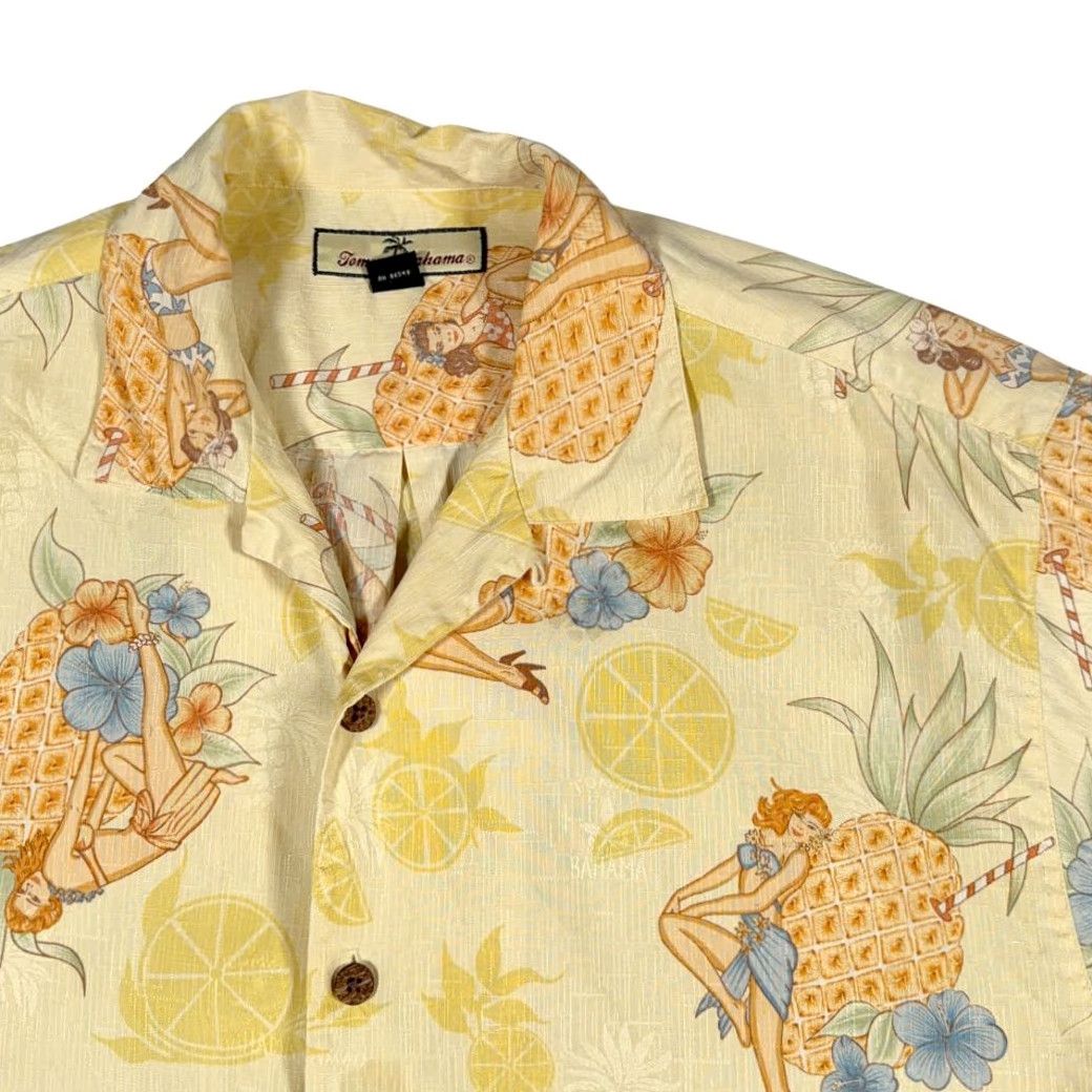 Tommy Bahama VINTAGE Tommy Bahama Hawaiian Shirt Adult MEDIUM Yellow Silk Pinup Girl Camp Y2K Size US M / EU 48-50 / 2 - 2 Thumbnail