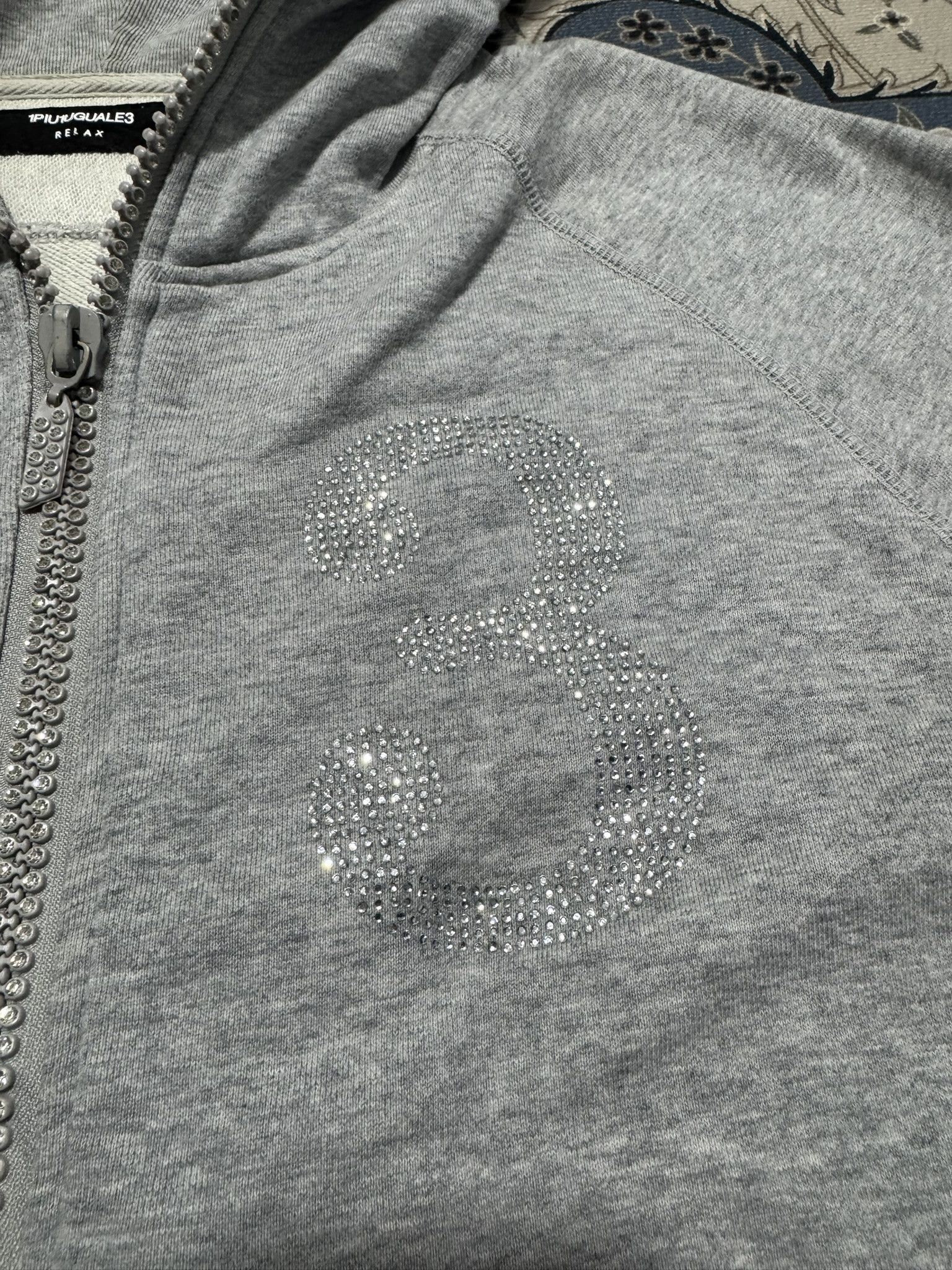 Hysteric Glamour × Japanese Brand 11PIU 1 UGUALE 3 Number Nine Relax Rhinestone Hoodie Size US XL / EU 56 / 4 - 5 Thumbnail