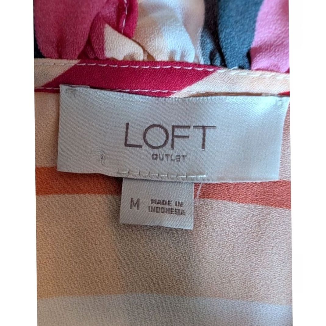 Loft LOFT Blouse Sleeveless Multicolor Stripe Ruffle Neck Womens M Office casual retro Size M / US 6-8 / IT 42-44 - 7 Thumbnail
