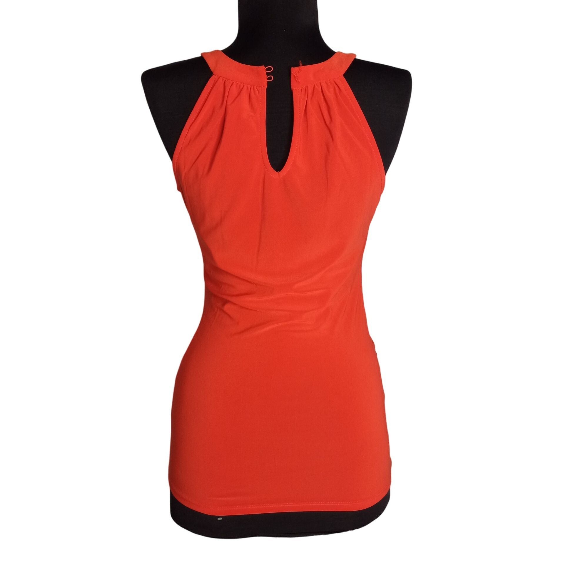 White House Black Market WHBM XS Halter Top Orange Sleeveless Keyhole Embellished Bea Size XS / US 0-2 / IT 36-38 - 4 Thumbnail