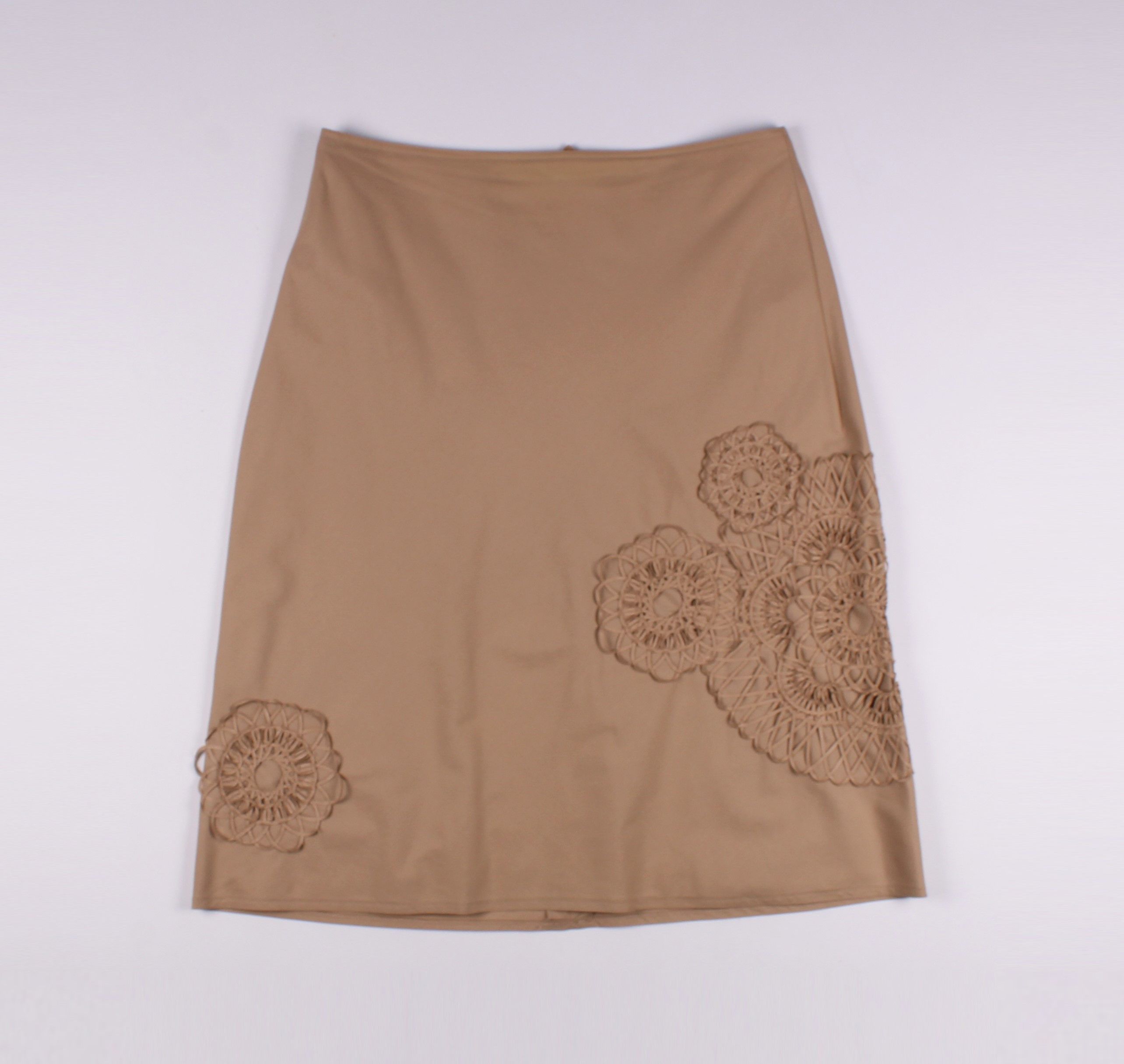Akris Akris A-Line Application Beige Midi Skirt Size 30" / US 8 / IT 44 - 1 Thumbnail