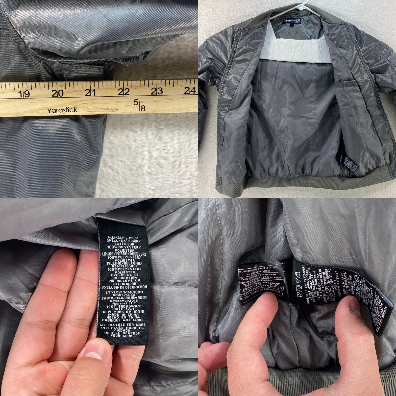 Members Only VINTAGE Members Only Jacket Mens Small S Gray Full Zip Bomber Racer Coat Lined Size US S / EU 44-46 / 1 - 8 Thumbnail
