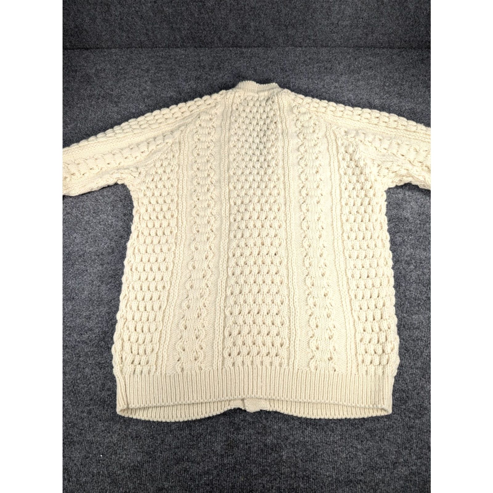 Vintage VTG 1960s Cable Knit Cardigan Fisherman A.S. Cooper Ireland Wool Size M Beige Size M / US 6-8 / IT 42-44 - 6 Thumbnail
