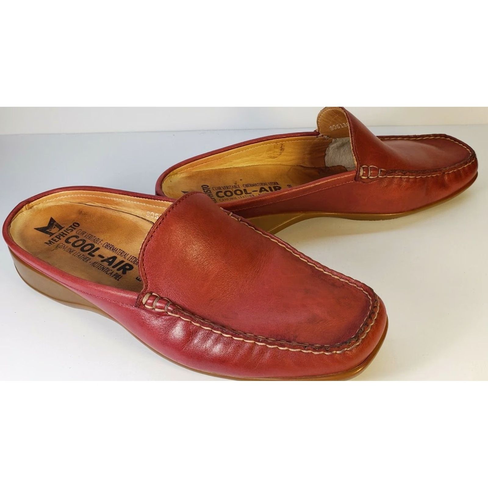 Mephisto Mephisto Slide Loafer Red Leather 7.5M US 7.5 EU 38 Footwear Womens Casual Air Cool Technology Moc Toe Block Heel Size US 8 / IT 38 - 5 Thumbnail