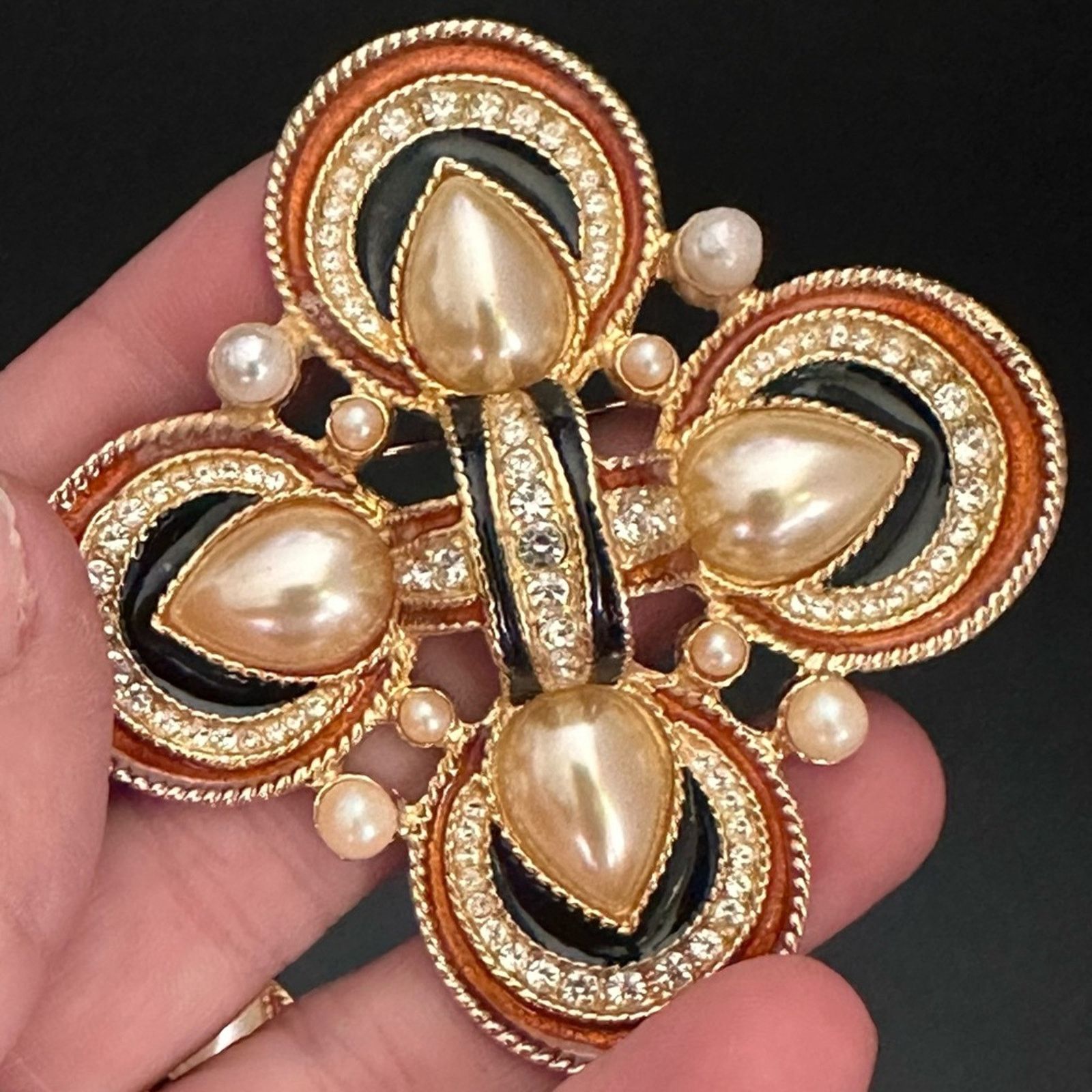 Other Vintage 90’s Jackie Orr Black Copper Pearl & CZ Set Size ONE SIZE - 9 Thumbnail