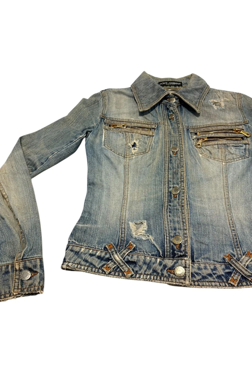Dolce & Gabbana Dolce & Gabbana distressed blue multizip denim jacket Size S / US 4 / IT 40 - 4 Thumbnail