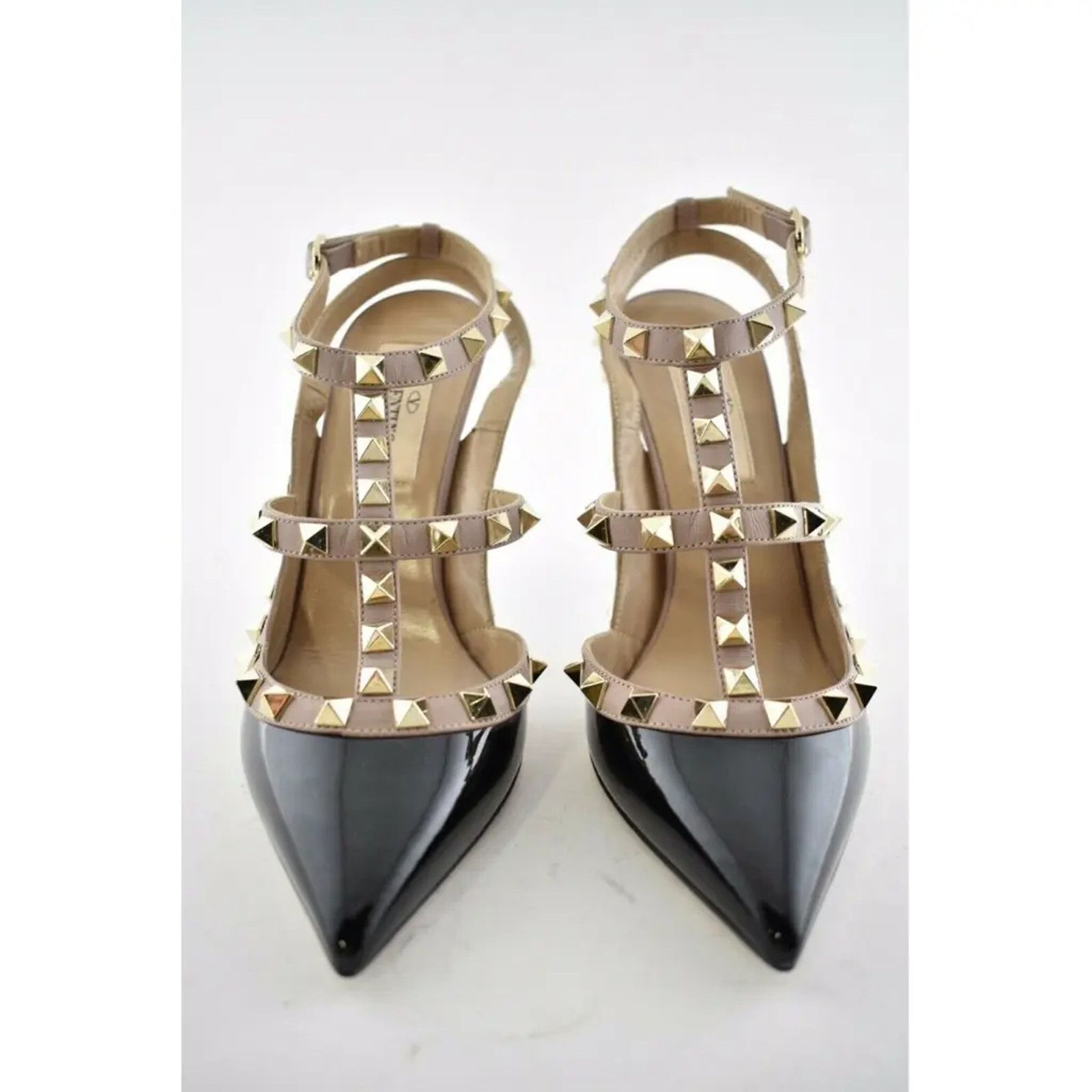 Valentino Rockstud Patent Poudre Ankle T Strap Classic Heel Pump 39.5 Size US 9.5 / IT 39.5 - 5 Thumbnail