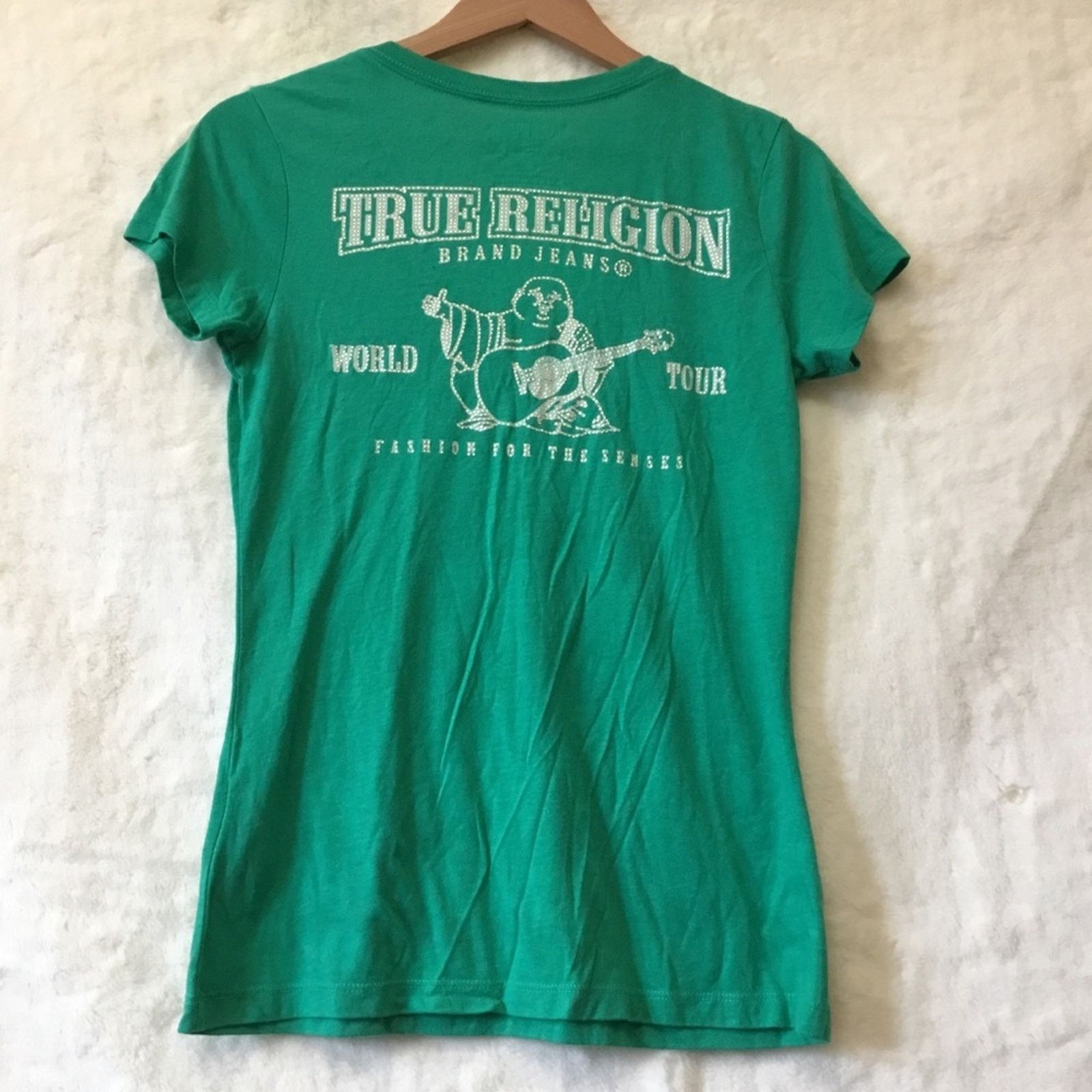 True Religion True Religion Green V-Neck T-Shirt Size S / US 4 / IT 40 - 6 Thumbnail