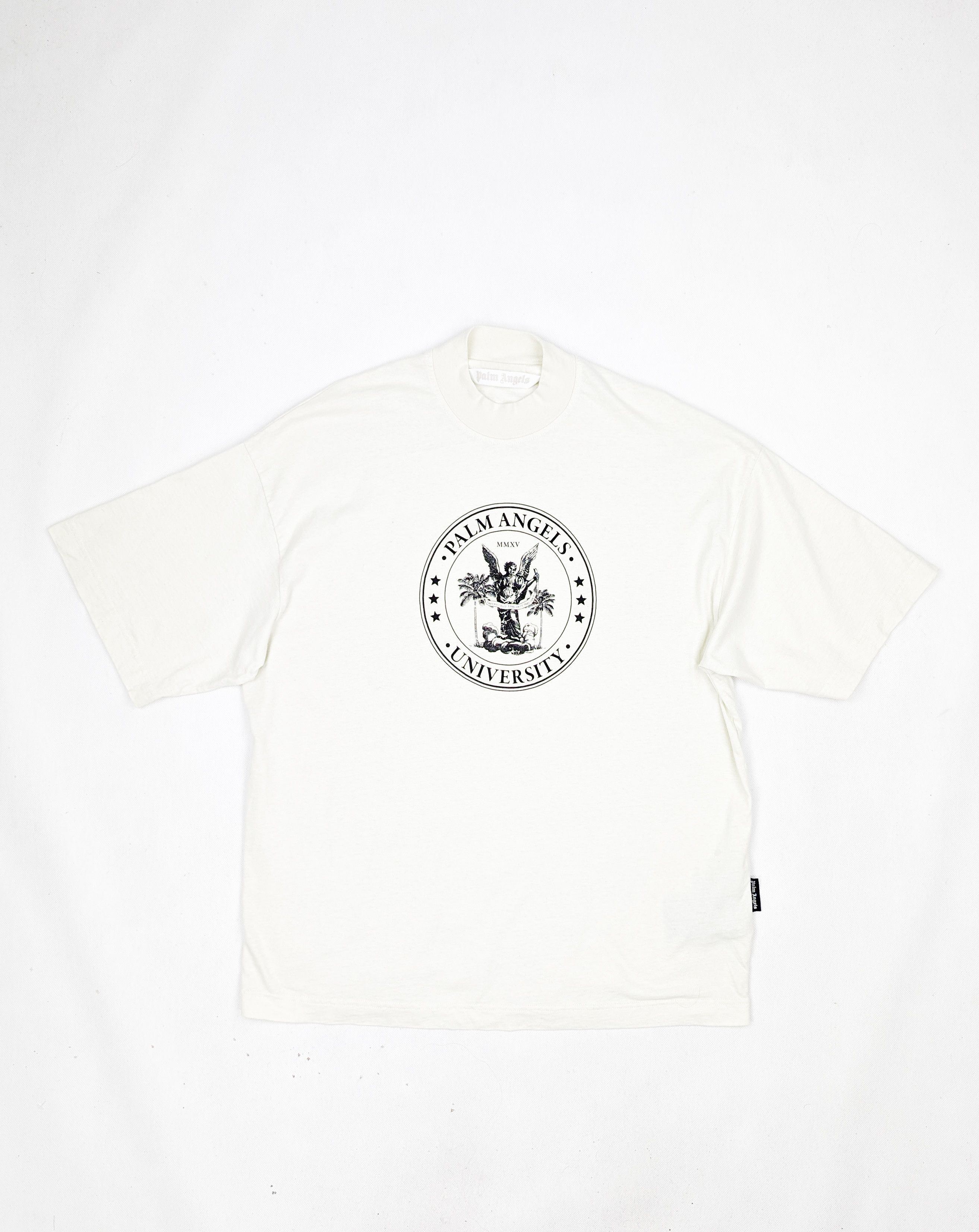 Image of Palm Angels University T-Shirt Xs S M in Cream, Men's