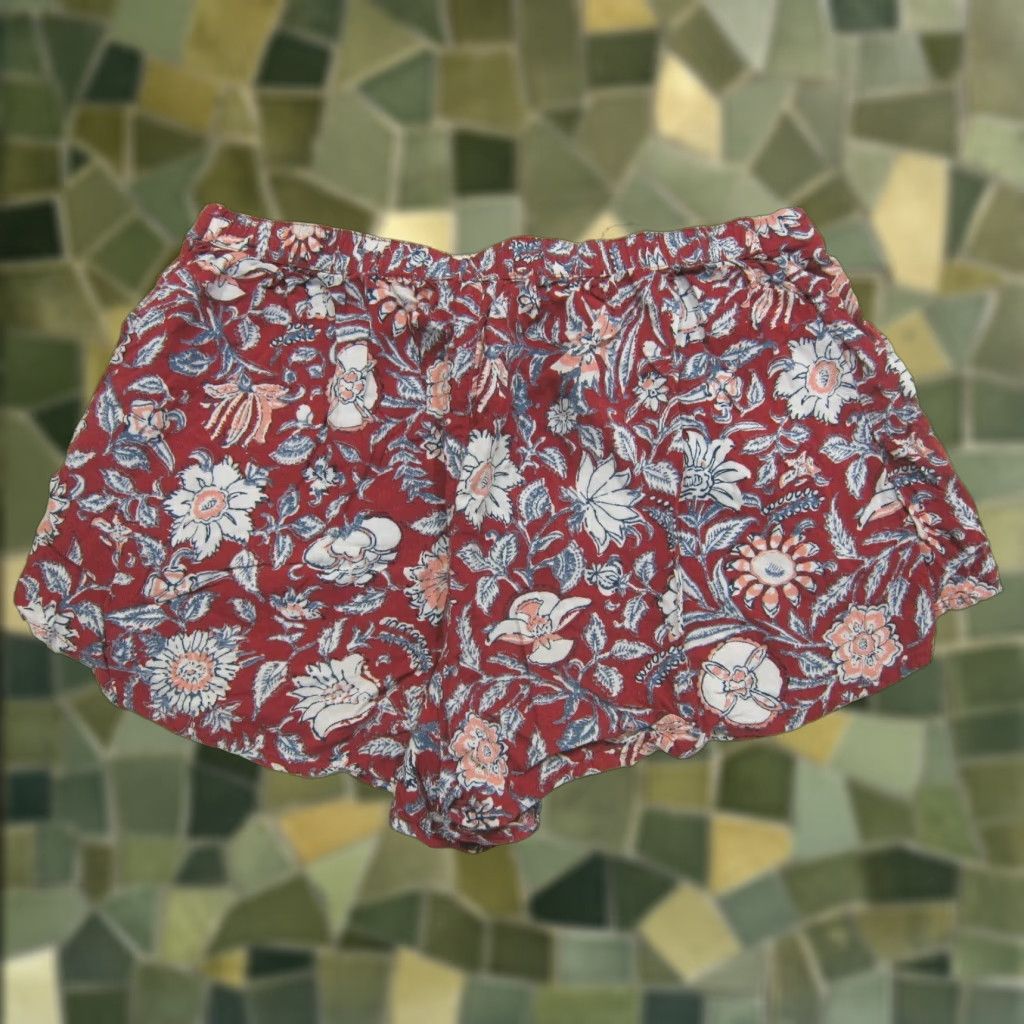Abercrombie & Fitch Abercrombie & Fitch 100% Rayon Red Blue White Floral Wrap Tie Short Women Medium Size 30" / US 8 / IT 44 - 1 Thumbnail
