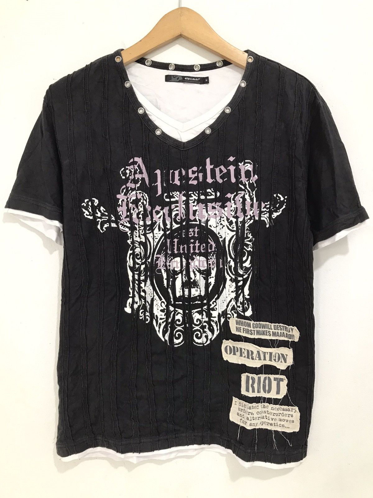 image of Hysteric Glamour x If Six Was Nine Apestein Double Layer Poem Seditionaries Punk Tshirt in Black (S