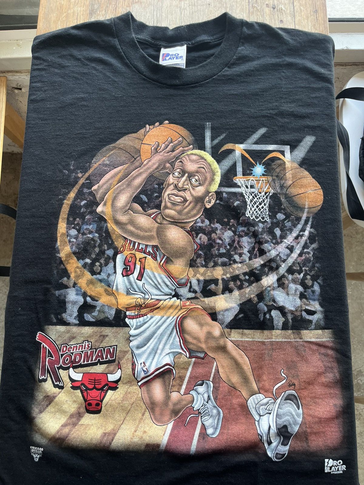 NBA × Pro Player × Vintage Vintage Dennis RODMAN Chicago Bulls 90’s by Proplayer tee’s Size US XXL / EU 58 / 5 - 3 Thumbnail