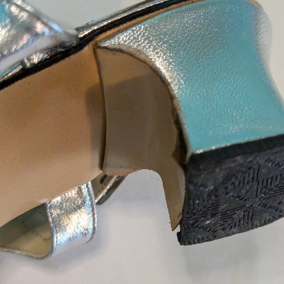 Vintage Vintage Fanfares Silver Slingbacks 1970's Disco Shoes Women' Size US 7.5 / IT 37.5 - 9 Thumbnail
