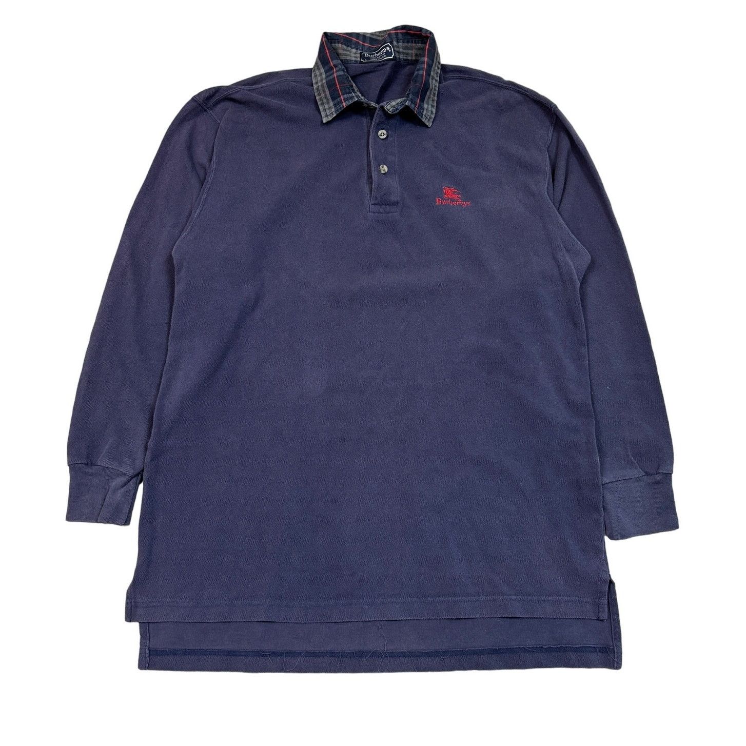 Burberry × Vintage VTG Burberrys Nova Check Rugby LS Polo Shirt Men's Large Size US L / EU 52-54 / 3 - 1 Thumbnail