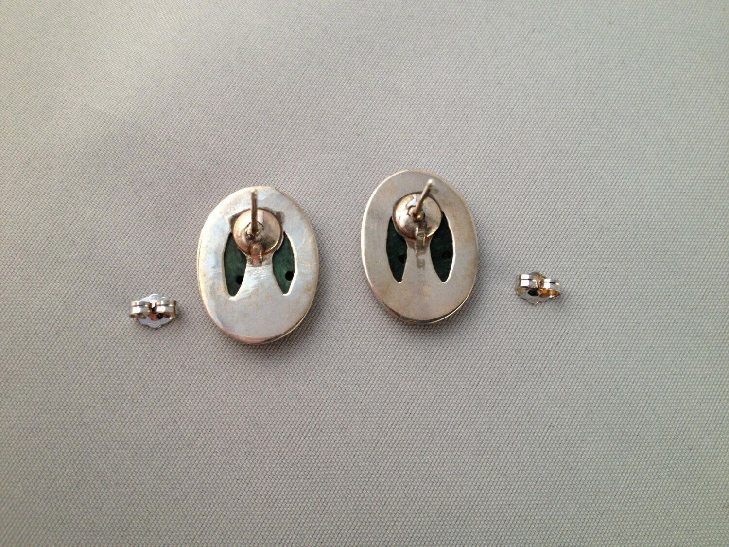 Designer Sterling Oval Chinese Carved Jade Earrings Alberto Juan Size ONE SIZE - 3 Thumbnail