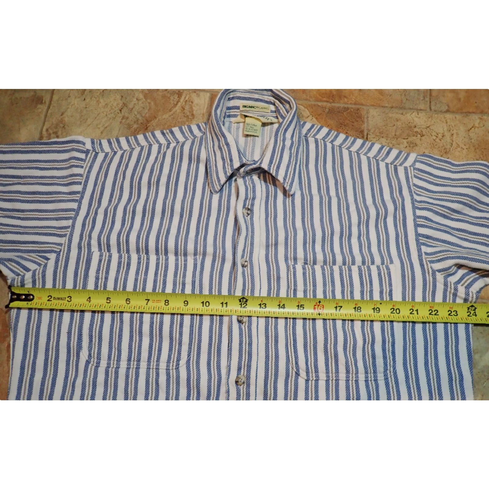 Vintage VINTAGE St. John's Bay Heavy Work Flannel Shirt, Striped, Big & Tall, LT, White/Blue/Gray, 80s-90s, Mens Size US L / EU 52-54 / 3 - 6 Thumbnail