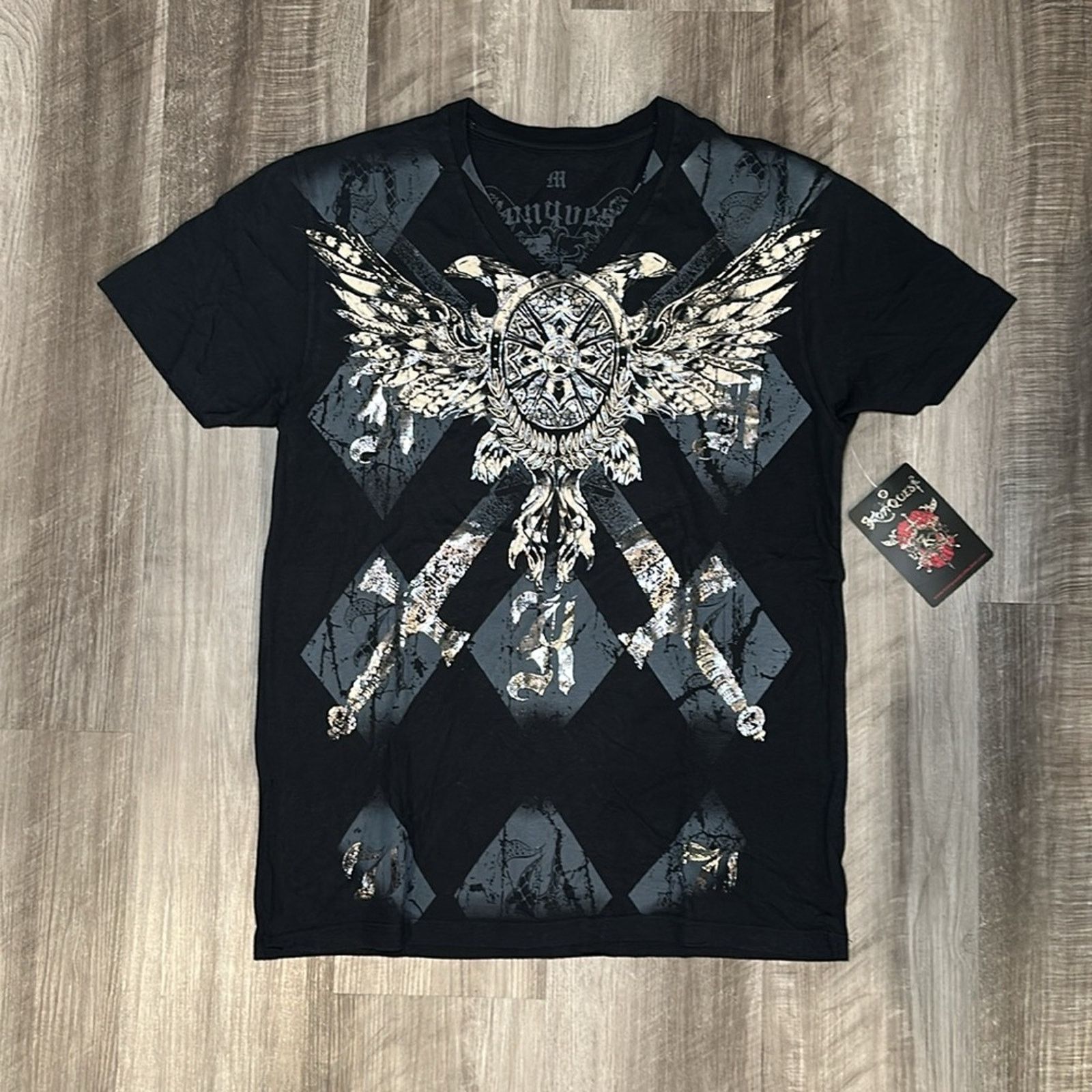 Other Konquest Metallic Studded V-Neck Y2K Tee - Medium Size US M / EU 48-50 / 2 - 2 Thumbnail