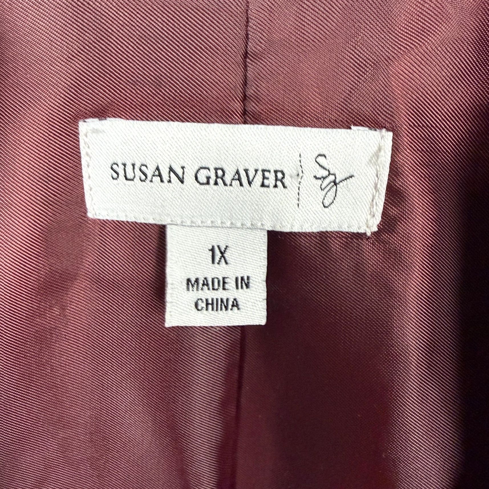Vintage SUSAN GRAVER Blazer Womens 1X Plus Burgundy Floral Office Chic Bohemian Gothic Pattern Blazer Jacket Size XL / US 12-14 / IT 48-50 - 7 Thumbnail